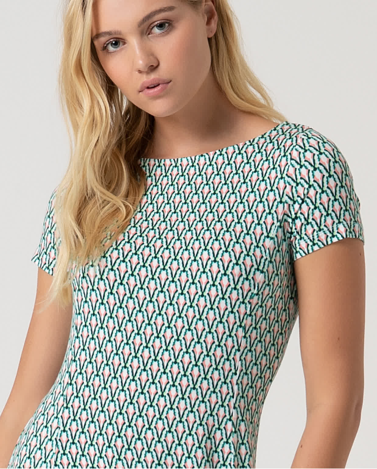 Surkana Vestido Elástico Corto Estampado Verde