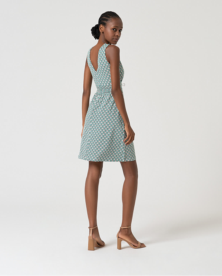 Surkana Vestido Elástico Corto Estampado Verde