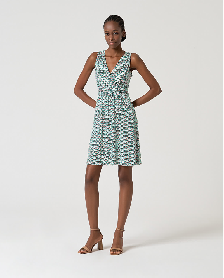 surkana Vestido elástico corto estampado Verde