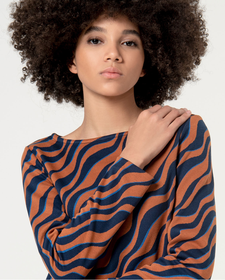 Surkana Vestido Jacquard Recto Y Elástico Marrón