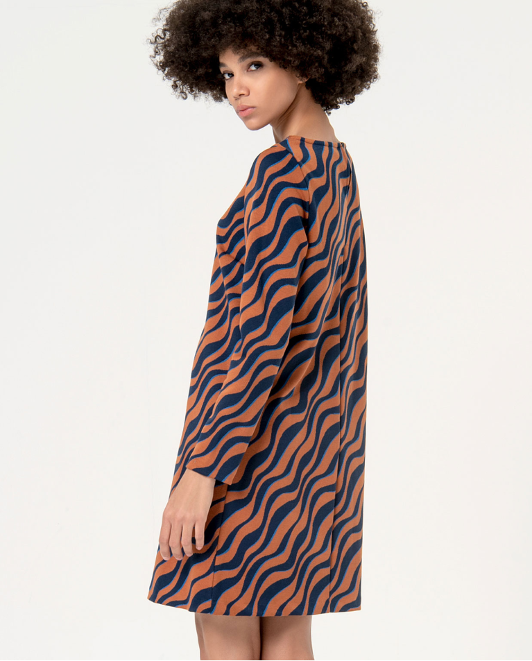 Surkana Vestido Jacquard Recto Y Elástico Marrón