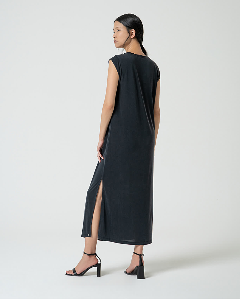 Surkana Vestido Largo Elástico Recto Negro