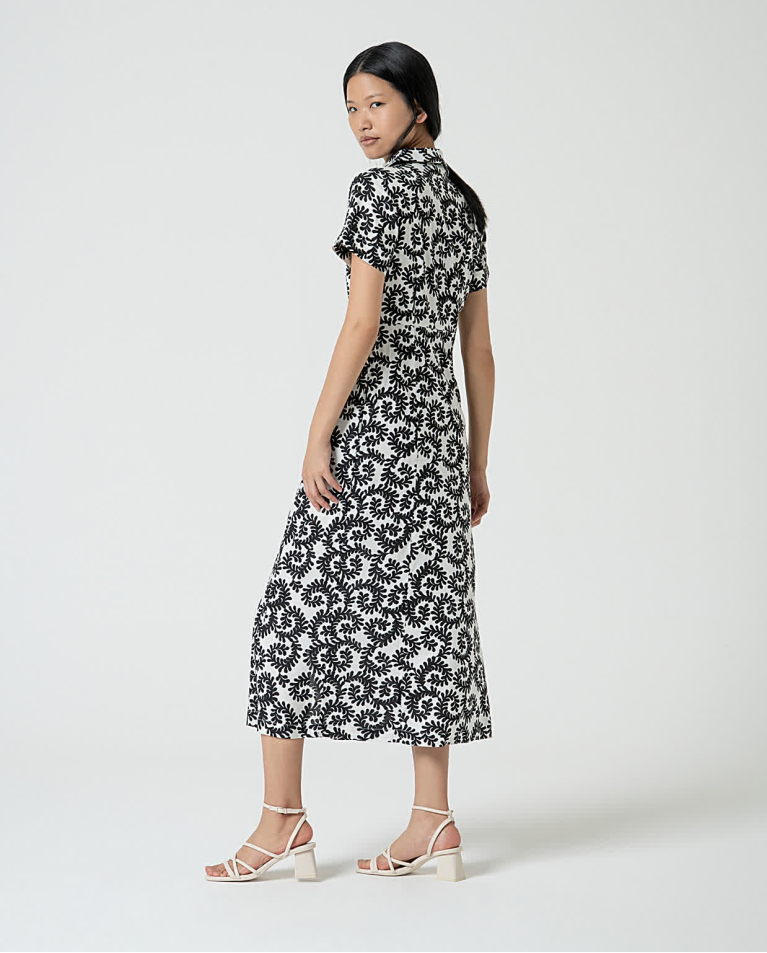 Surkana Vestido Midi Camisero Estampado Blanco