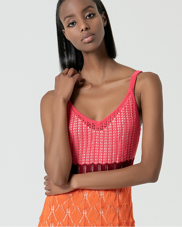 Surkana Vestido Midi De Crochet Fucsia