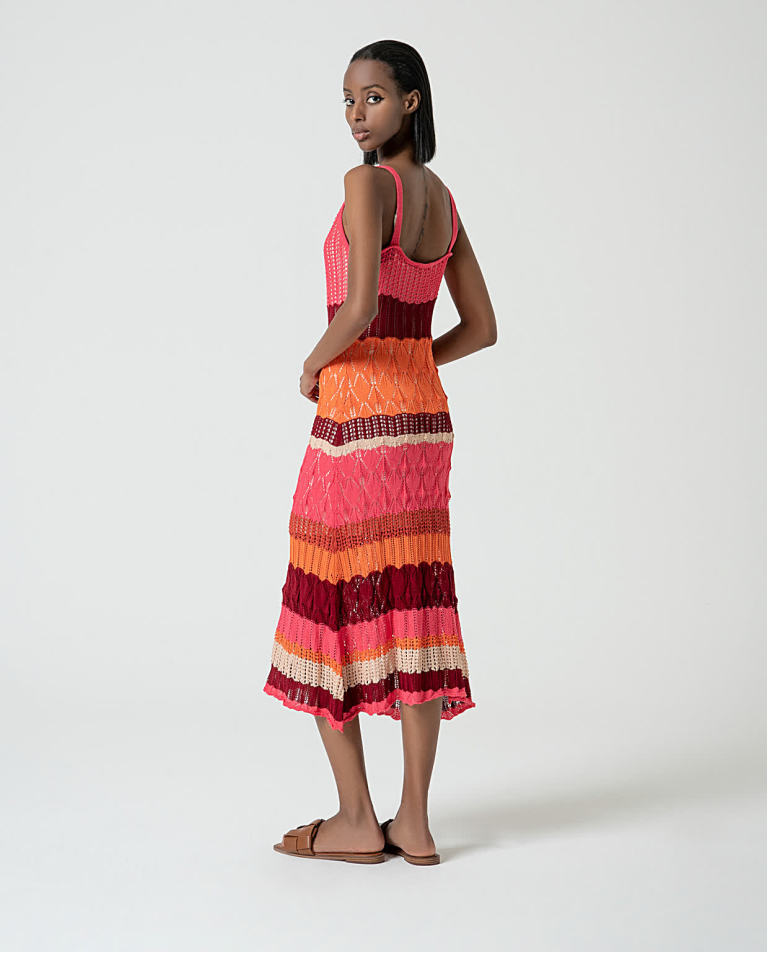 Surkana Vestido Midi De Crochet Fucsia