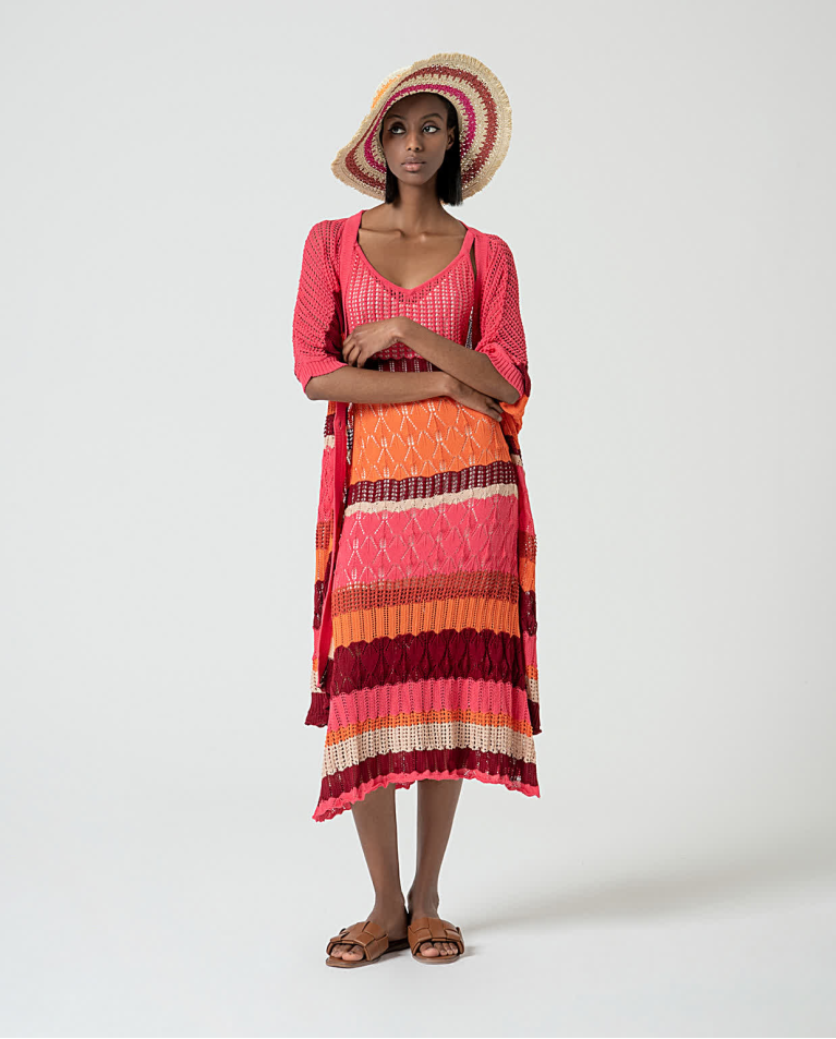 Surkana Vestido Midi De Crochet Fucsia