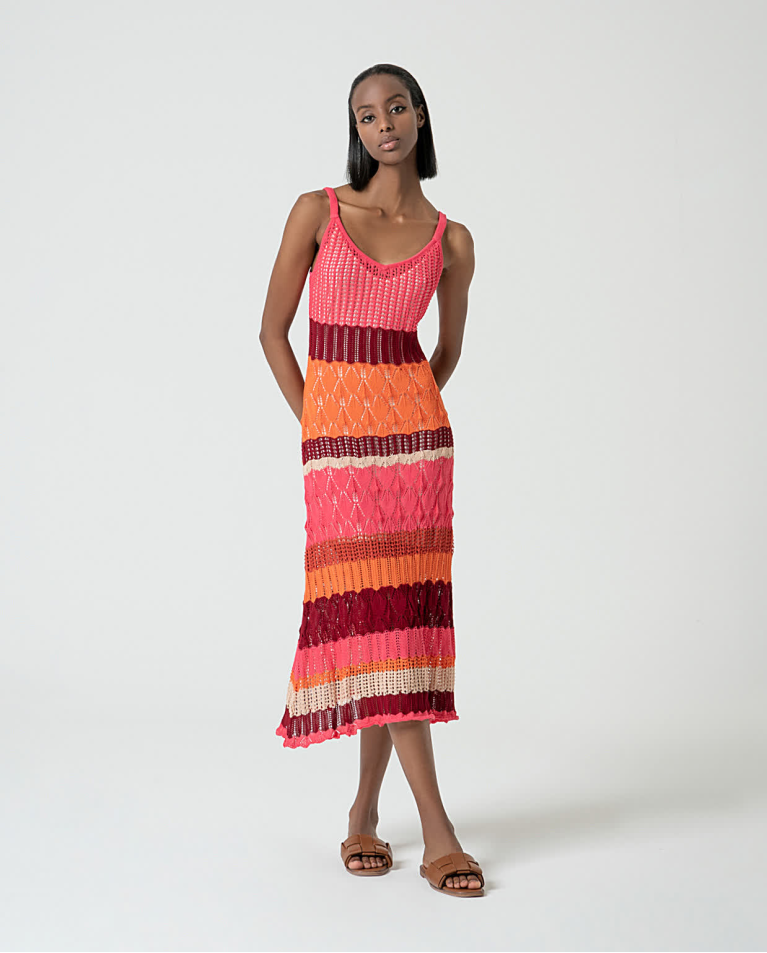 surkana Vestido midi de crochet Fucsia