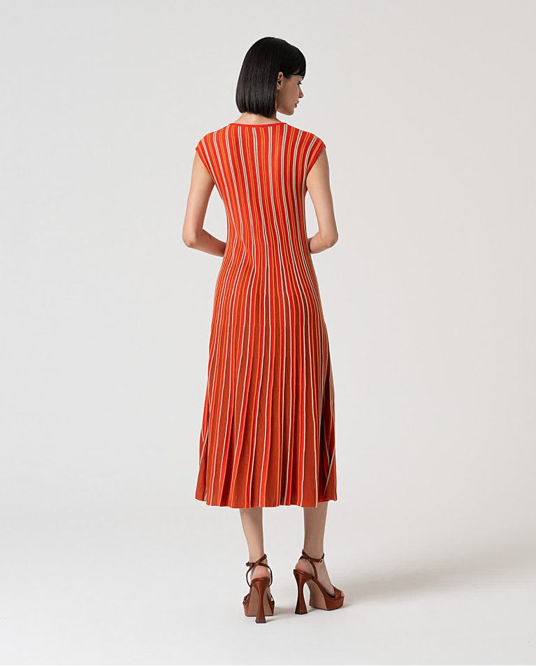 Surkana Vestido Midi De Punto Naranja