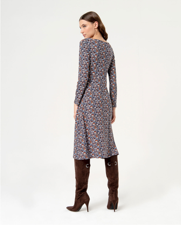 Surkana Vestido Midi Elástico Estampado Azul