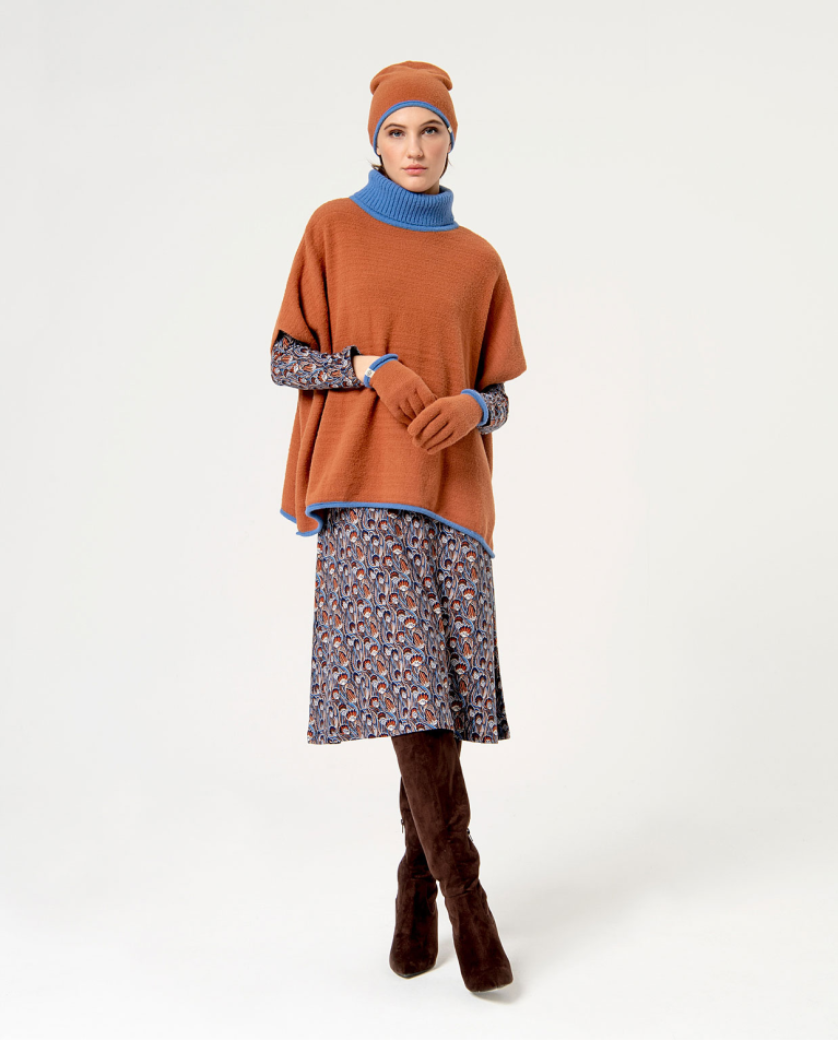 Surkana Vestido Midi Elástico Estampado Azul