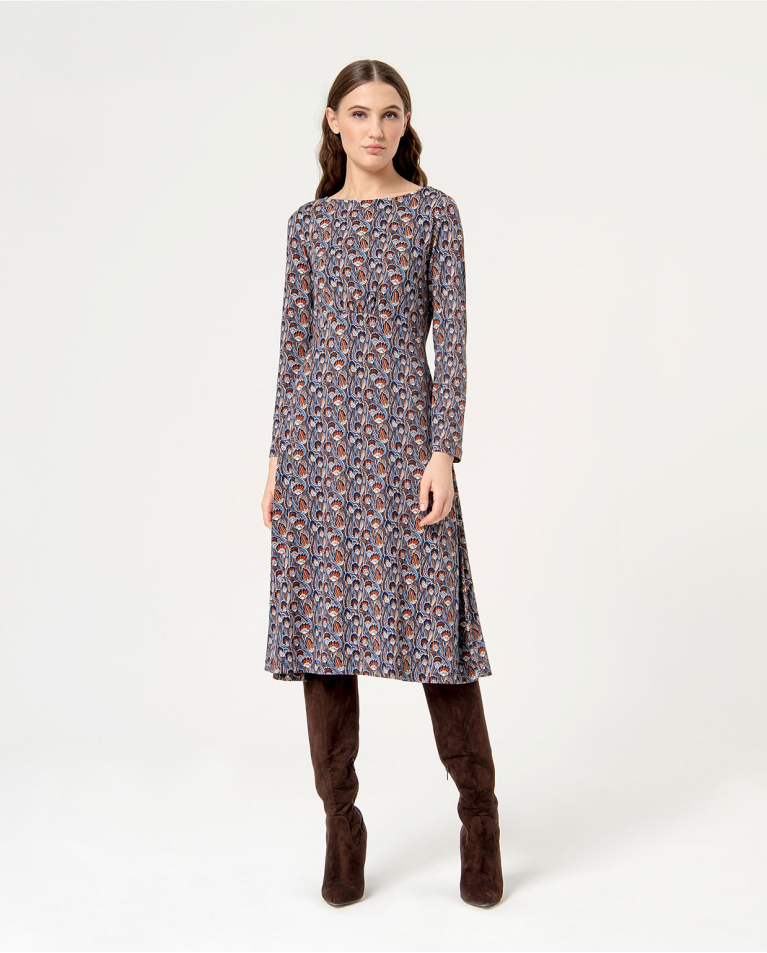 surkana Vestido midi elástico estampado Azul