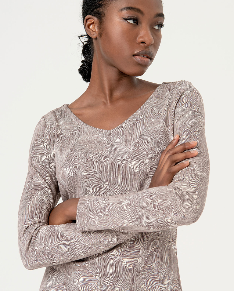 Surkana Vestido Midi Elástico Estampado Crudo