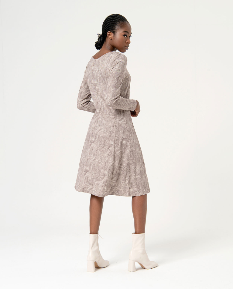 Surkana Vestido Midi Elástico Estampado Crudo