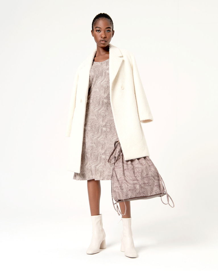 Surkana Vestido Midi Elástico Estampado Crudo