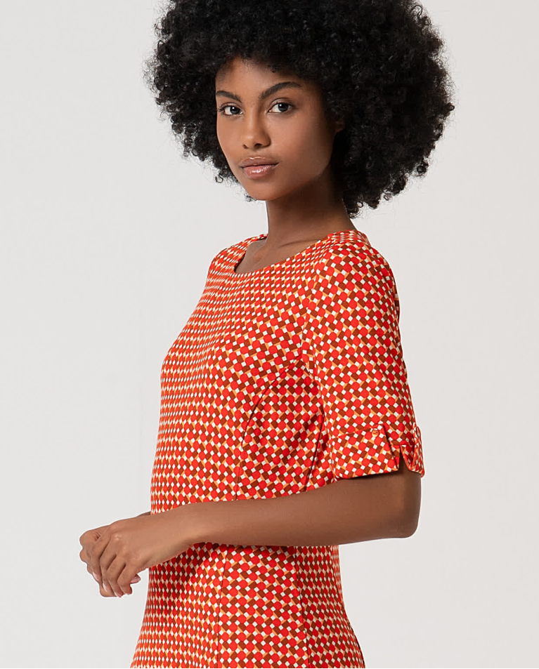 Surkana Vestido Midi Elástico Estampado Rojo