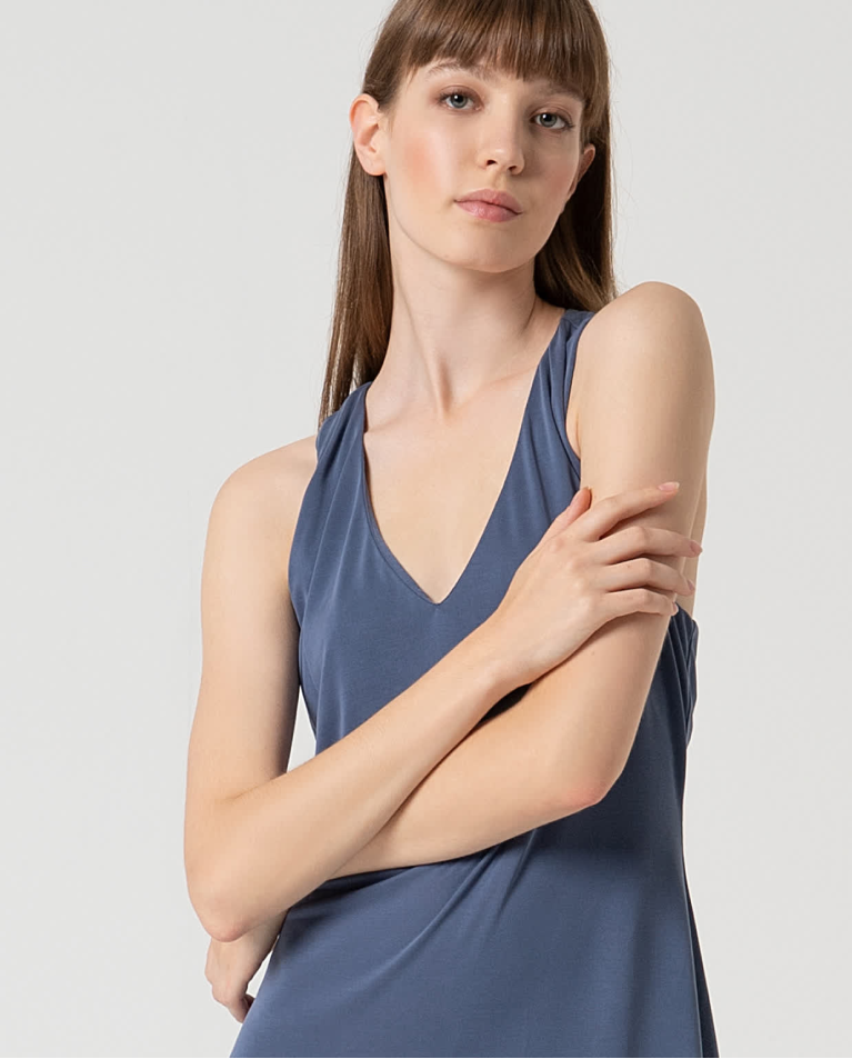 Surkana Vestido Midi Elástico Liso Indigo