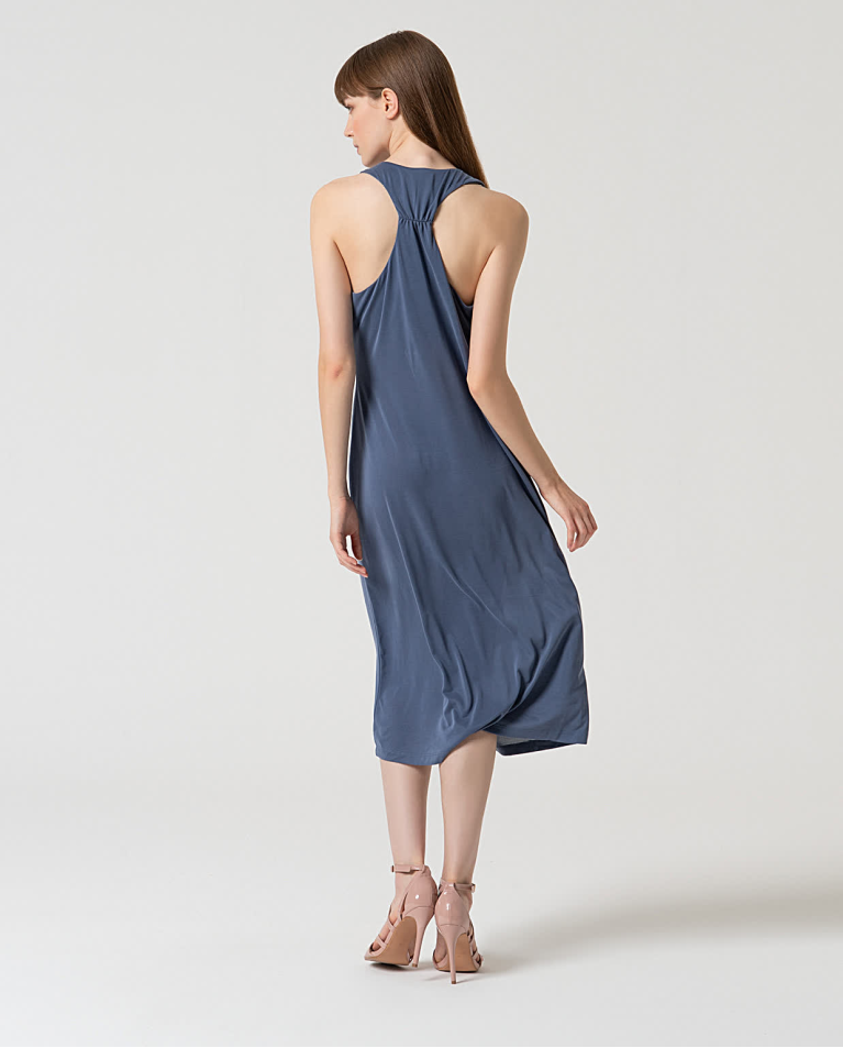 Surkana Vestido Midi Elástico Liso Indigo