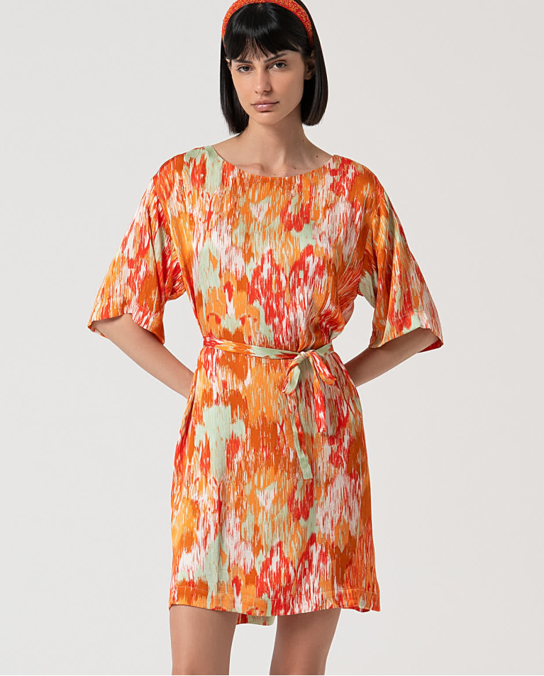 Surkana Vestido Túnica Satinado Estampado Multi