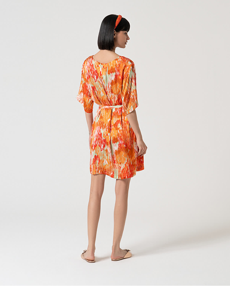 Surkana Vestido Túnica Satinado Estampado Multi