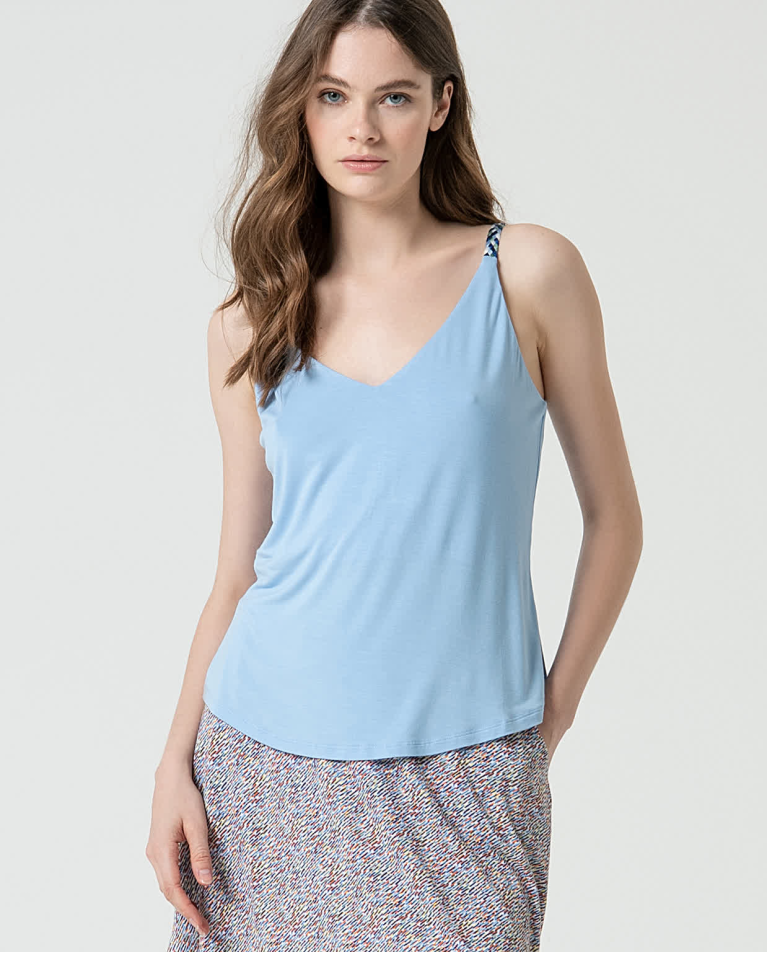 Surkana Top Tirantes Bamboo Con Fornitura Azul Celeste