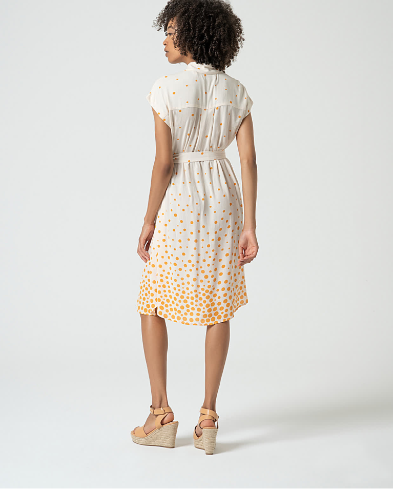 Surkana Vestido Camisero Corto Estampado Lunares Beige