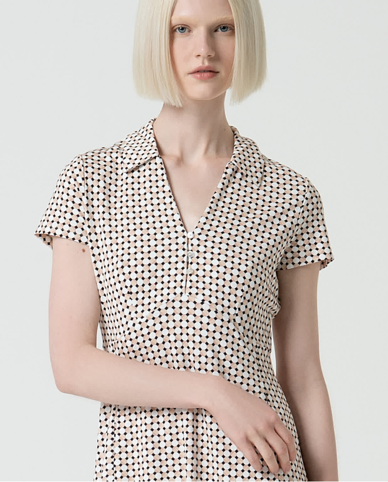 Surkana Vestido Corto Elástico Camisero Blanco Roto