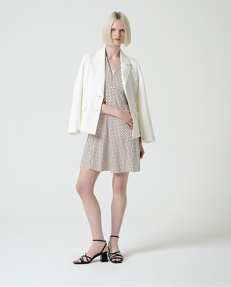 Surkana Vestido Corto Elástico Camisero Blanco Roto