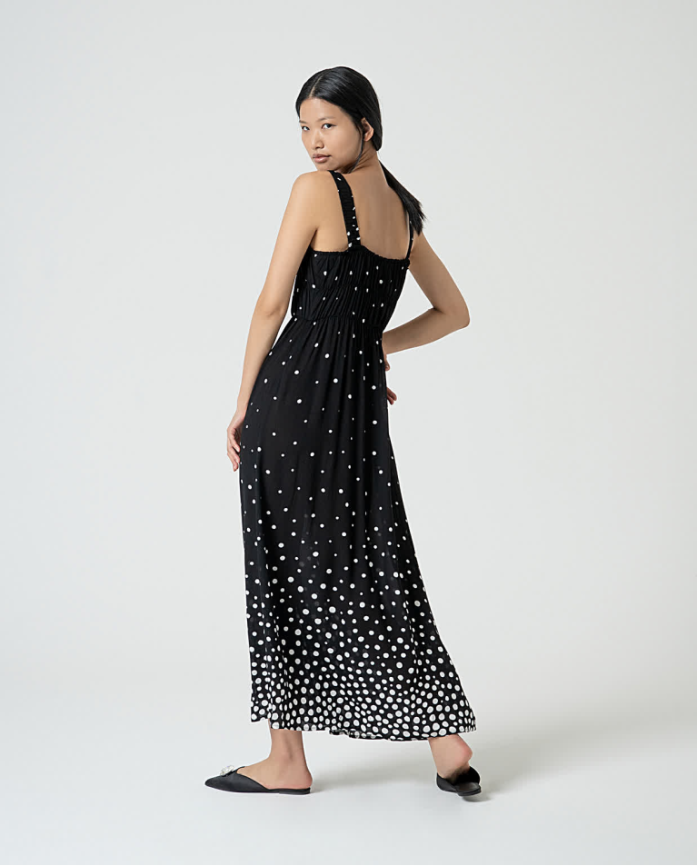 Surkana Vestido De Tirantes Estampado Lunares Negro