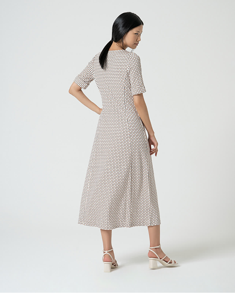 Surkana Vestido Midi Elástico Estampado Blanco Roto