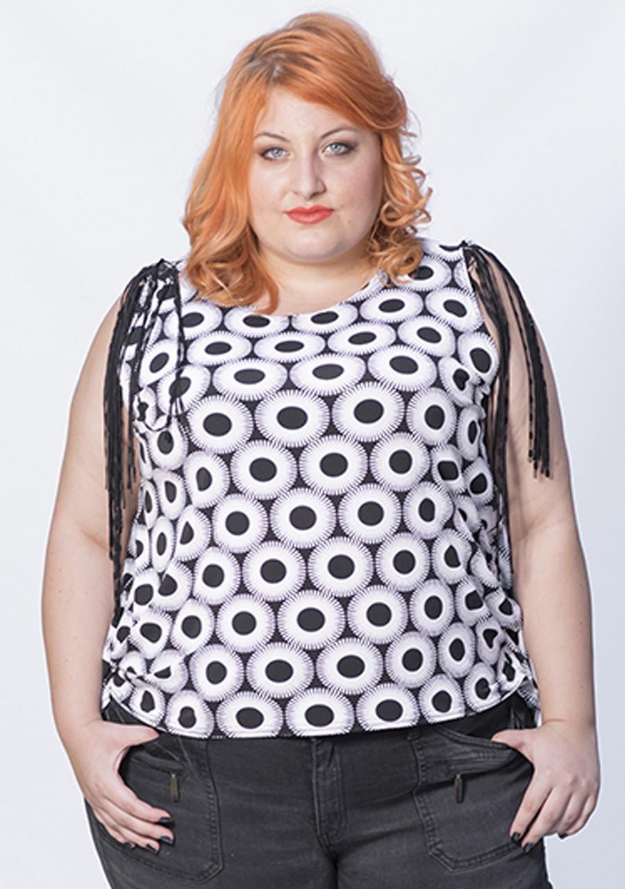 Susana Escribano Blusa Blanca Y Negra Estampado Topos