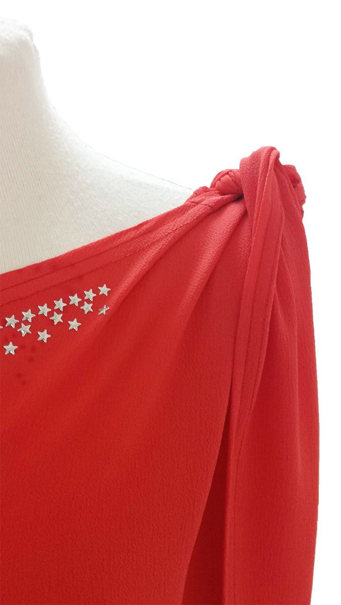 Susana Escribano Blusa Naranja Con Lazada. Crep Verano