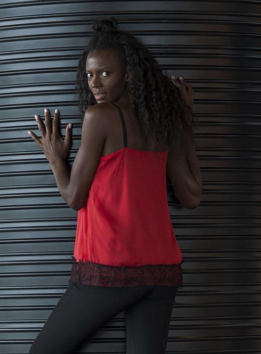 Susana Escribano Blusita Lencera Rojo. Rebajas Moda Mujer