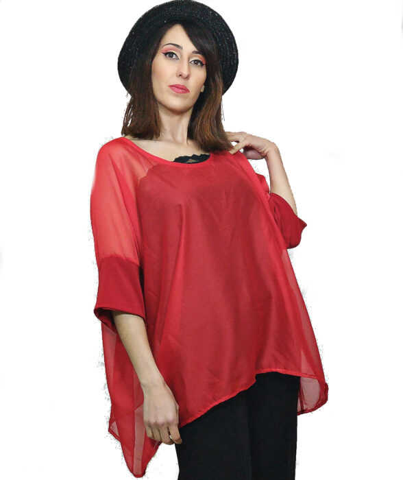 Susana Escribano Bluson Rojo Gasa Transparente. Las Rebajas De Verano