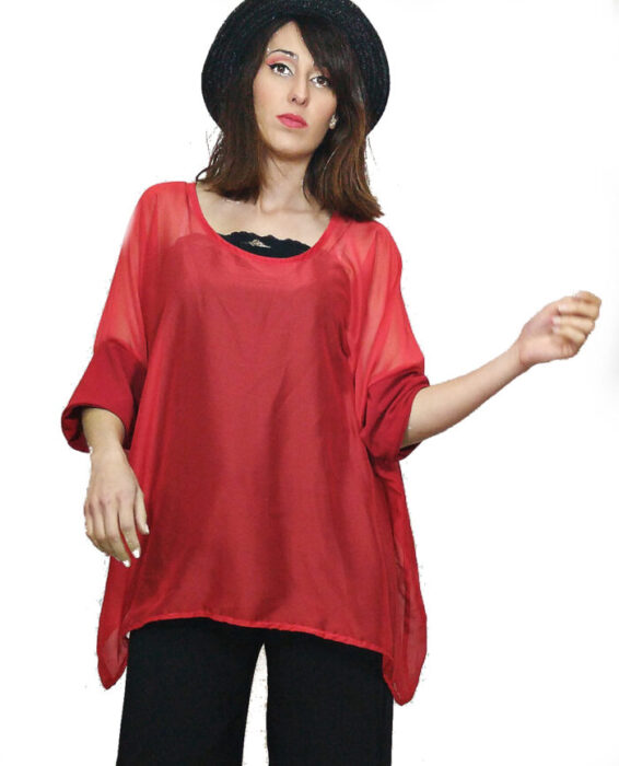 Susana Escribano Bluson Rojo Gasa Transparente. Las Rebajas De Verano