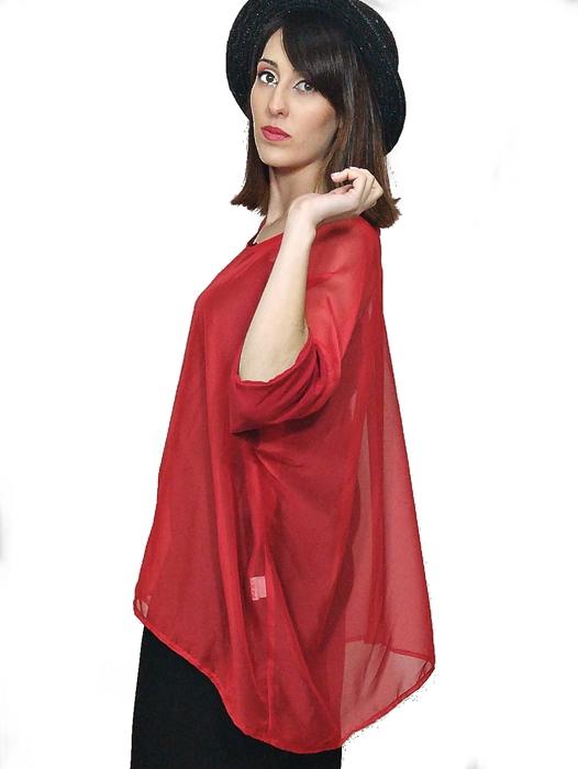 Susana Escribano Bluson Rojo Gasa Transparente. Las Rebajas De Verano