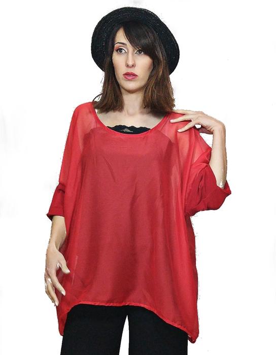 susana escribano Bluson rojo gasa transparente. Las rebajas de verano