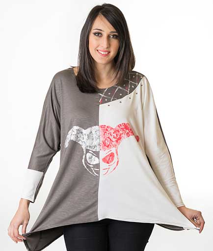 susana escribano Camiseta arlequin. Manga larga de mujer