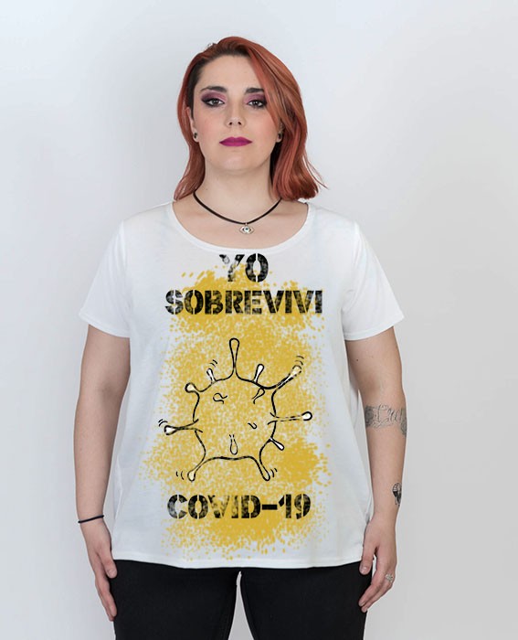 Susana Escribano Camiseta Coronavirus Manga Corta Blanca
