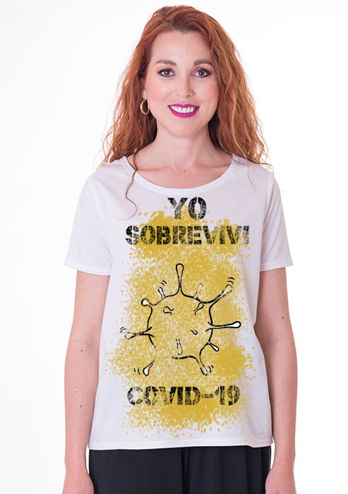 susana escribano Camiseta coronavirus manga corta blanca