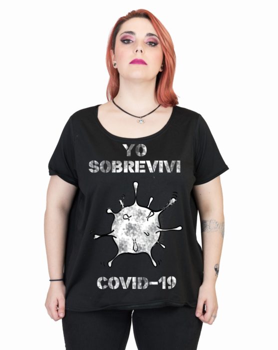 susana escribano Camiseta covid-19. Manga corta negra