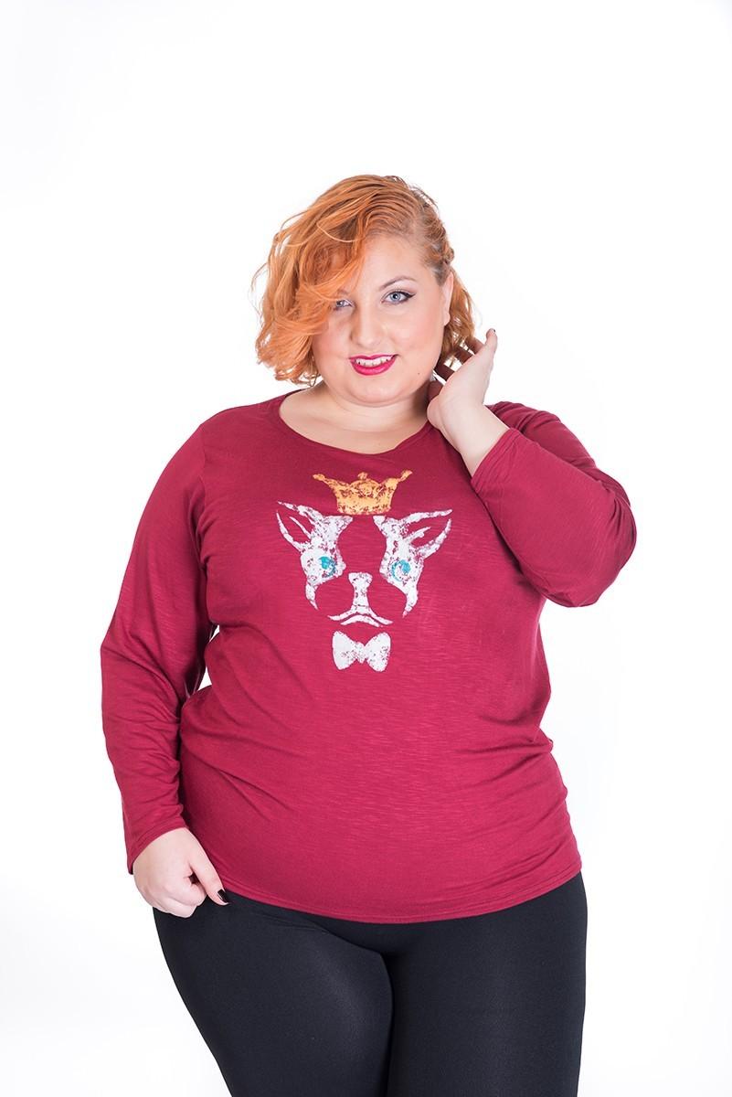 Susana Escribano Camiseta De Vestir En Talla G. Color Granate