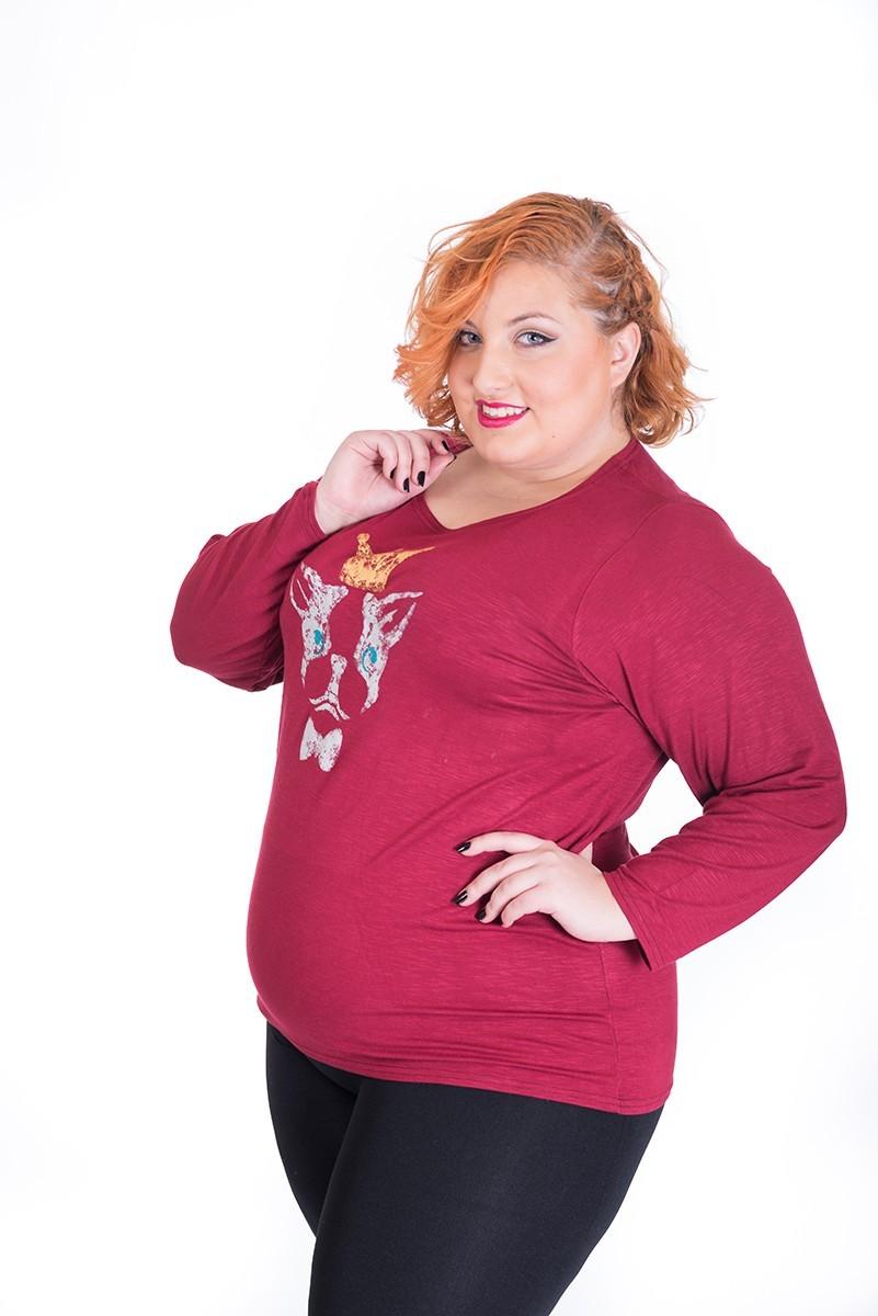 Susana Escribano Camiseta De Vestir En Talla G. Color Granate