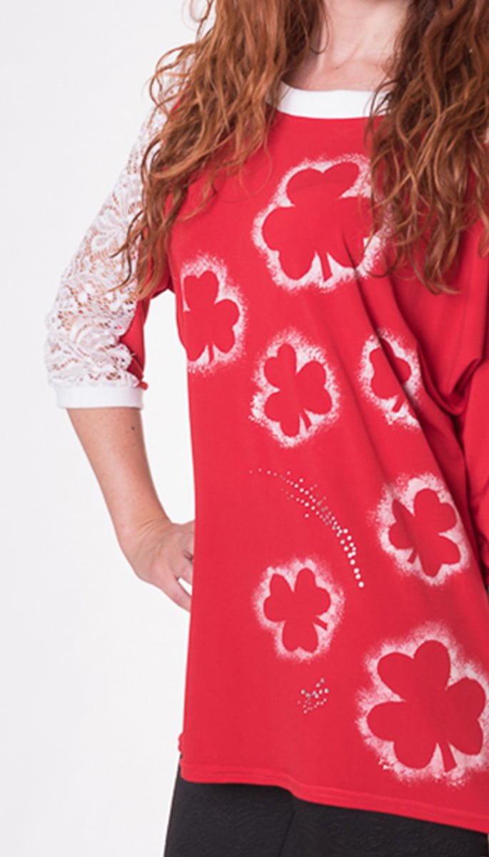 Susana Escribano Camiseta Manga Francesa Dibujo Trebol