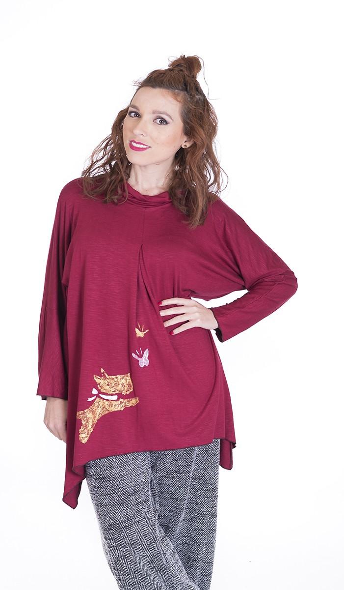 Susana Escribano Camisetas De Cuello Alto En Color Granate Mujer