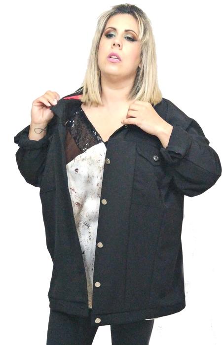 susana escribano Cazadora vaquera negra mujer. Rebajas