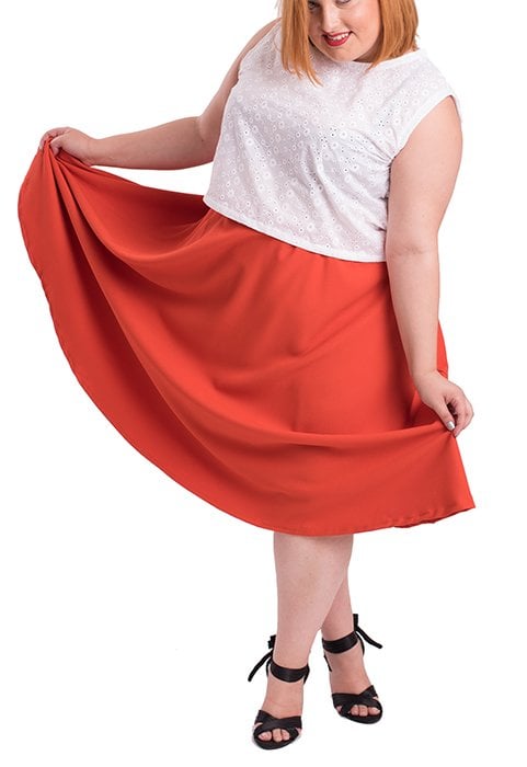 Susana Escribano Falda De Vuelo En Color Azul. Acampanado