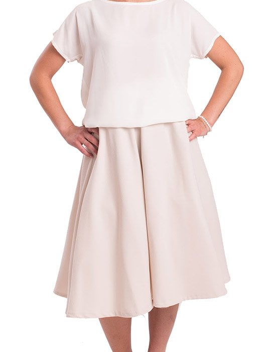 Susana Escribano Falda De Vuelo En Color Azul. Acampanado