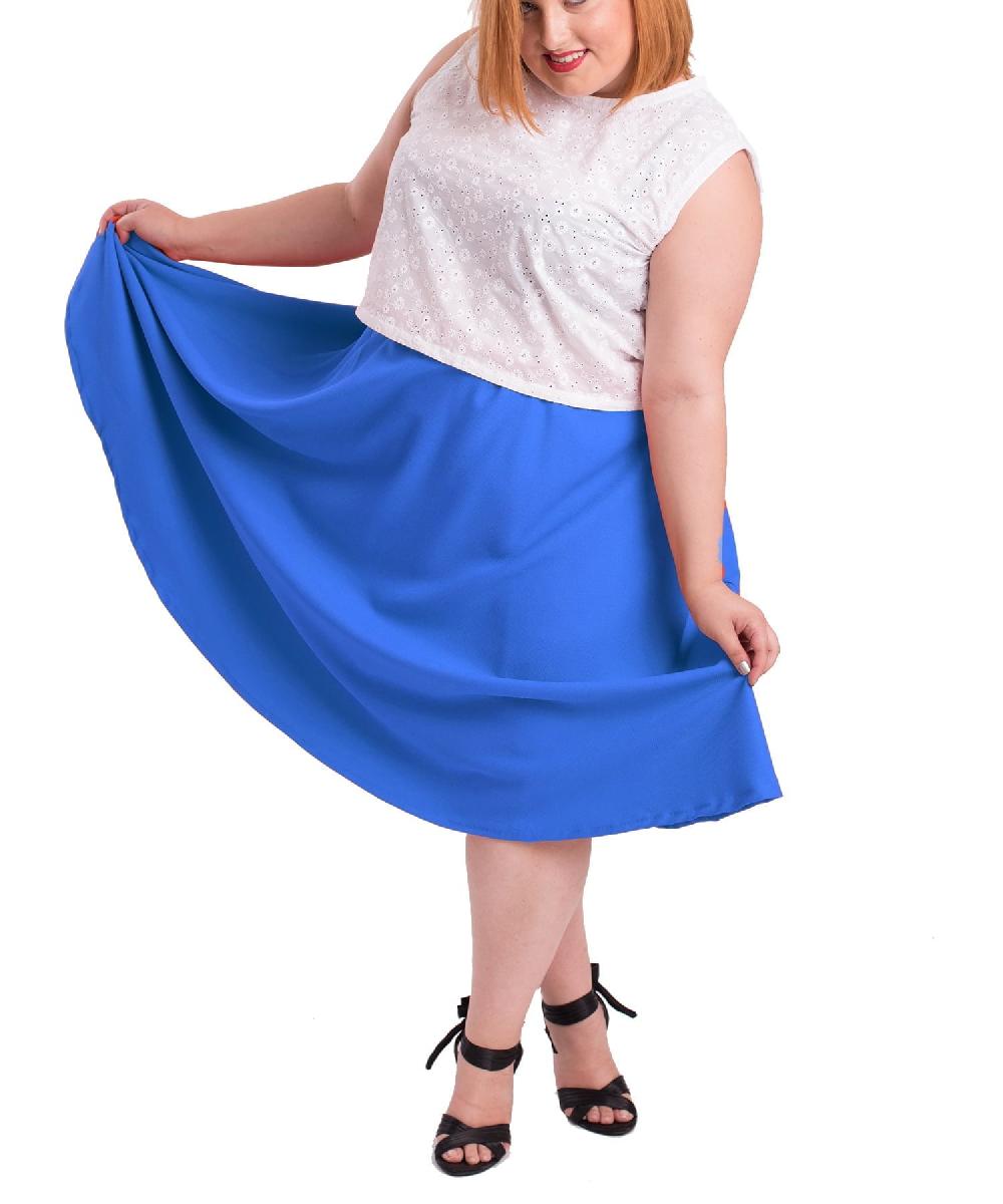 Susana Escribano Falda De Vuelo En Color Azul. Acampanado