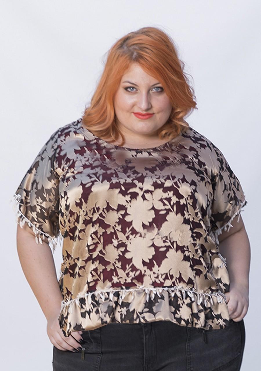 susana escribano Blusa de volante. Tonos dorados