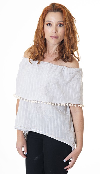 Susana Escribano Blusa Escote Barco Color Perla